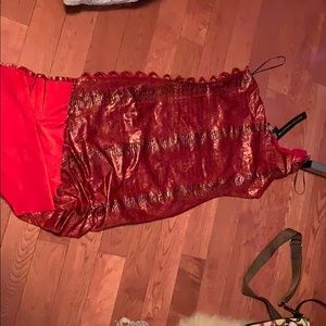 red snake skin off the shoulder dress